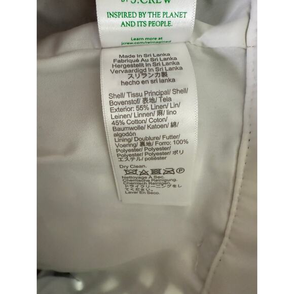 J Crew Holland Linen Straight Leg Checkered Pants Ankle Pockets 00 Black White - Picture 9 of 14